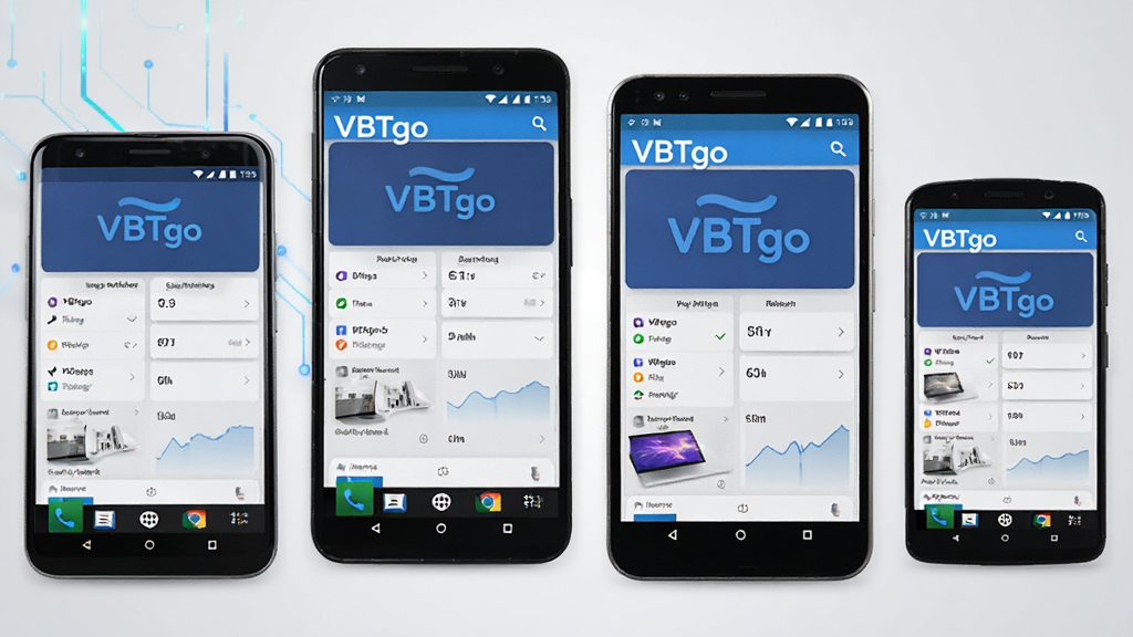 �ಿ��ͬ�ߴ�İ�׿�ֻ�����չʾ��ÿ���ֻ���Ļ�϶���ʾ VBTgo �������棬���沼������Ӧ��ͬ��Ļ���������� 