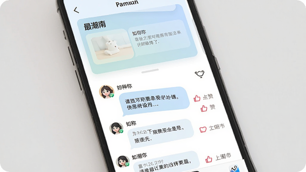����Ϊ�ֻ�����������ҳ�棬����Ϊ�Ϸ����ݿ�Ƭ�·����������Ű�Ϊ�����б��������У����Ϊ���ǳɫϵ�ƶ����棬ϸ�ڰ���ͷ���ǳơ��������ݡ�����ͼ�꣬�����д�����ϡ���ʶ�����������ɾ��޶���Ԫ��