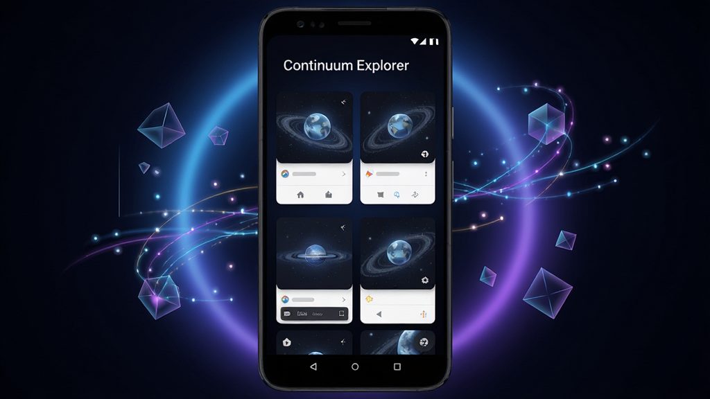 һ�Ű�׿�ֻ�����չʾ Continuum Explorer Ӧ���������Ч��ͼ������������������ҳ��Ƭʽ���֣�������