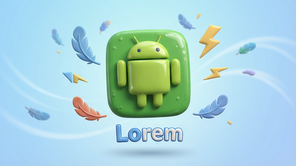 һ�ű���Lorem�����������ԵĴ���ͼƬ������������һ��Ư����ǳ��ɫ�����ϵİ�׿Ӧ��ͼ�꣬ͼ���·���ע��Lorem�����ƣ�ͼ����Χ��������ë���������������Ԫ�أ�����Ϊ���й�ͼ�����Ϊ3D��ͨ��Ⱦ��ϸ�ڰ���ͼ��ĸ߹ⷴ�䡢�����Ӱ������������ɣ�����ϸ��ɾ����޶���Ԫ��