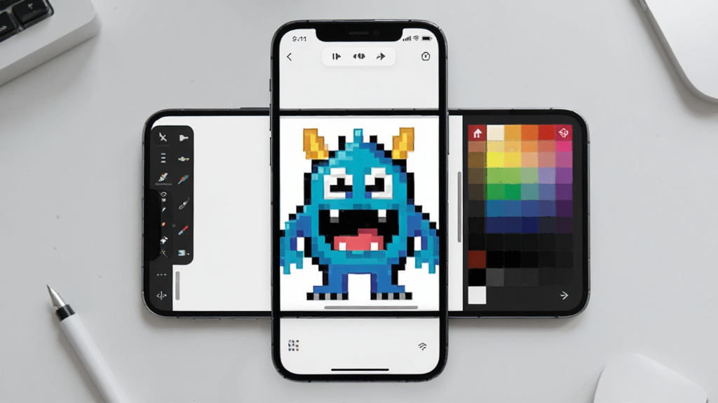 һ��չʾPixelBoard����������ĳ���ͼ�������������ֻ���Ļ����Ļ����ʾ���ػ���Ӧ�����ڻ���һ����ɫ����С���ޣ�����ǹ��������Ҳ��ǵ�ɫ�壬������ǳ��ɫ���棬������ɾ���ˬ��ϸ�����������ʸ��壬�޶���Ԫ��