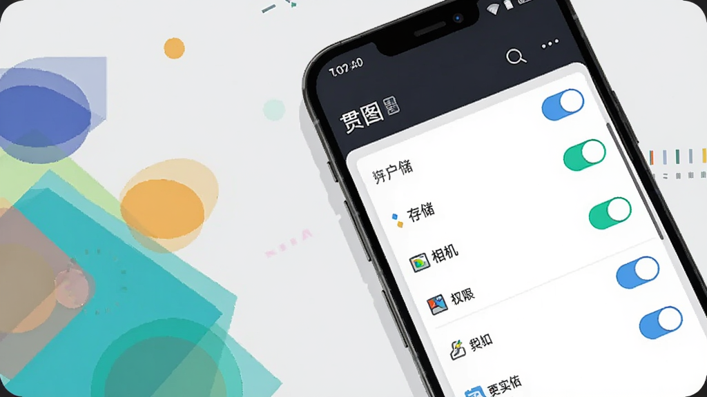 һ���ֻ�չʾ����ͼ��Ӧ��Ȩ�����ý��棬�����г��洢�������Ȩ�޿��أ�����Ϊǳ��ɫ���ֻ�б���ڻ����Ҳ࣬���Ϊ���󼸺�ͼ��װ�Σ����Ϊ�Ƽ��б�ƽ�廭��ϸ�ڰ��������Ŀ��ؿؼ������ı�ǩ��������������ͼ�ɾ����޶���Ԫ��