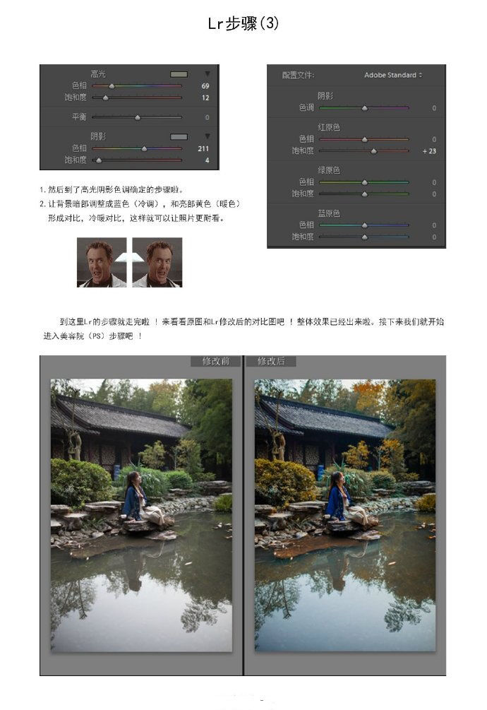 LR图片映像调色 基础面板参数调整前后对比效果