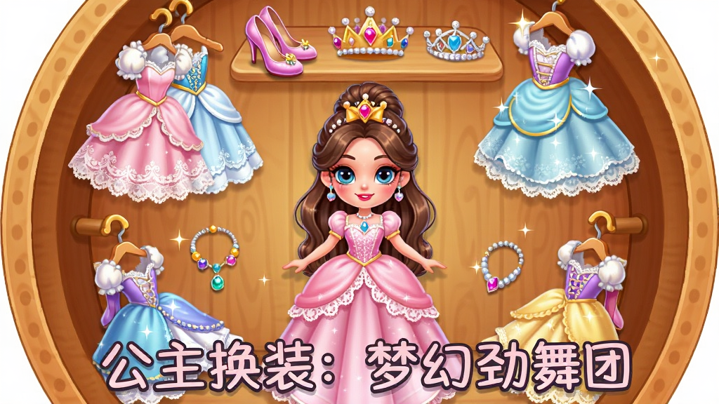 ����չʾһ��Բ���³����棬���ܳ����Ÿ�ʽ����ȹ���߸�Ь���ʹں����Σ�������һλ������װ�Ĺ�����ɫ������Ϊ����ʽ���У����Ϊ�������µĿ�ͨ���ϸ�ڰ����¼��ϵ���˿�������鱦�����⡢�³�ľ���ʸУ�����ϸ��ɾ��������д�������