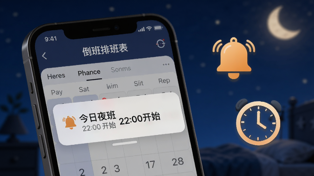 չʾ�������Ű���������������ý��棬�ֻ���Ļ�ϵ�������֪ͨ��Ƭ����ʾ������ҹ�� 22:00��ʼ���������ֻ��Ա���һ������ͼ���ʱ��ͼ�꣬����Ϊ����ɫҹ���Χ�������ܰ���ѸУ�������������������