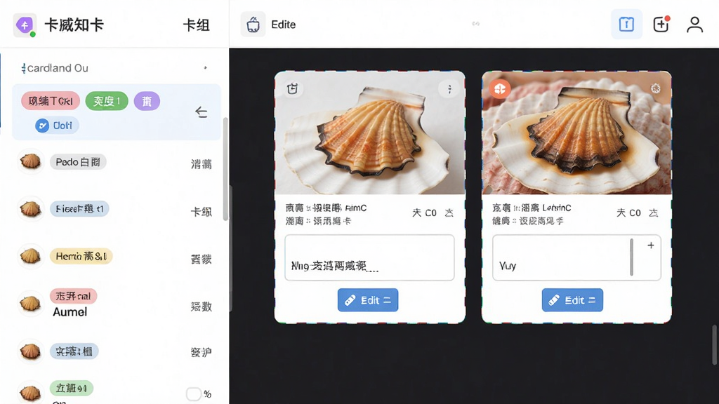 ��������Ϊ�ȱ�֪��Ӧ���еĿ�Ƭ�༭���棬����Ϊ���ҷ���������ǿ����б����Ҳ��ǿ�Ƭ������༭�����Ű��������򣬷��Ϊ��ˬ��UI����չʾ�磬ϸ�ڰ�����ɫ��ǩ���༭��ť����������򣬻��������ɾ����޶���Ԫ��