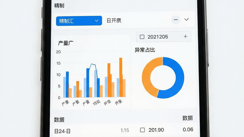 ����Ϊ�ֻ���Ļչʾ���ݻ��ܱ���ҳ�棬����Ϊ�Ϸ�ɸѡ�����в���״ͼ�뻷��ͼ���·������б����Ű����½ṹ���������Ϊ��ˬ���ݿ��ӻ��磬ϸ�ڰ��������ơ��������ơ�������״ͼ���쳣ռ�Ȼ���ͼ������ɸѡ�ؼ�����ɫ���ɫͼ����ɫ�����������ɾ����޶���Ԫ��