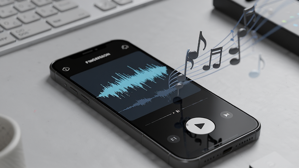 Fingersonic¼�ƽ���չʾͼ���������ֻ���Ļ��ʾ¼�������벥�Ű�ť���Ա�������Ʈ���Ķ�Ч������Ϊǳ��ɫ����̨���������Ϊдʵ��Ʒ����ͼ��������ͣ�ϸ��������������Ԫ��