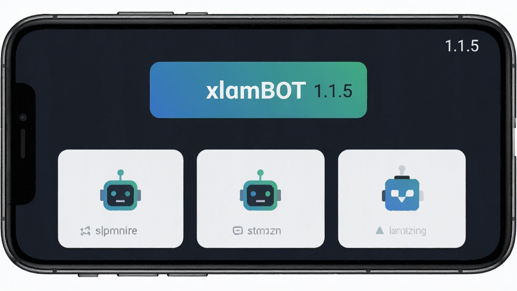 һ��չʾ xlamBOT ������������ֻ���Ļ��Ⱦͼ����������Ϊ��ɫ������������ɫ���䰴ť�ļ����壬������ʾ�������ơ�xlamBOT����汾�š�1.1.5�����·������������ܿ�Ƭͼ�꣬������ñ�ƽ���Ƽ����ϸ�ڸɾ����䣬�����������޶���װ��Ԫ��