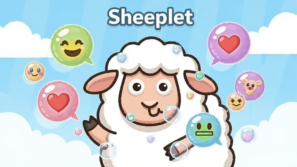 һ�� Sheeplet Ȥζ�����������ͼ��������һֻ��ͨ�����������ɫ���ݻ����������ں���Ц�������ĵȱ�����ţ�����Ϊ����ɫ�������ƣ�������������죬������������ͼ���ɾ�