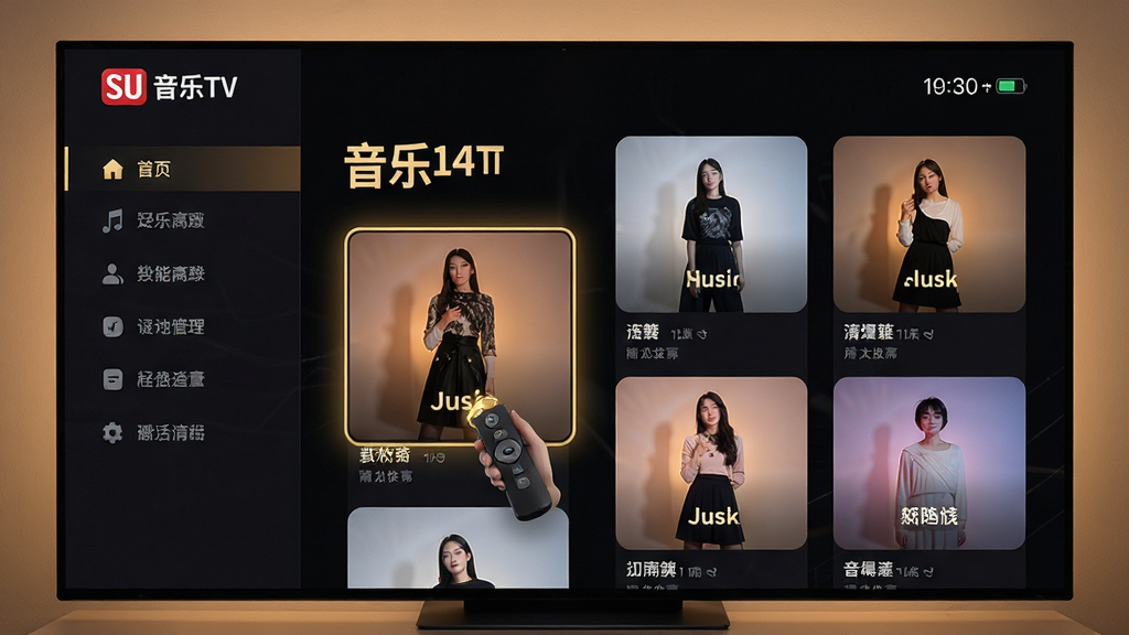 ��������ΪSU����TV�Ĵ���������д������Ϊ��ർ�������Ҳ࿨Ƭ�ٲ������Ű�ͻ������������뷽�θ赥���棬���Ϊ��ɫ������ůɫ�����ĿƼ��Ӽҷ磬ϸ�ڰ���ң����������������ֿ�Ƭ�ϡ����Ͻ���ʾʱ��������״̬�����������ɾ����޶���Ԫ��