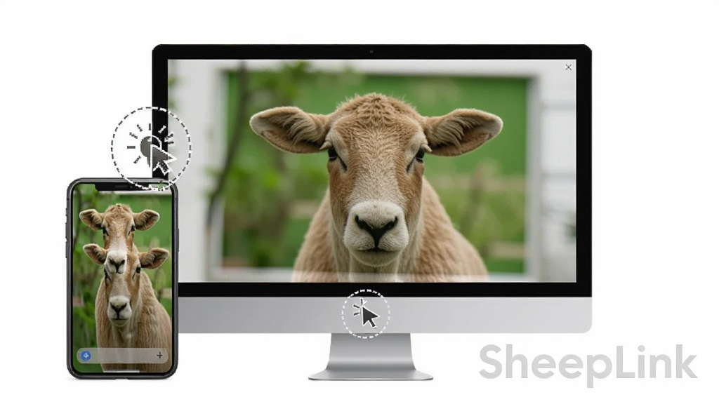 һ��չʾ SheepLink ��Ļ�����ܵ�ͼƬ��������һ̨�ֻ���Ļ��������Ͷ�䵽������ʾ���ϣ�������Ļ�Ա��п��ƹ��ͼ�꣬�������� 