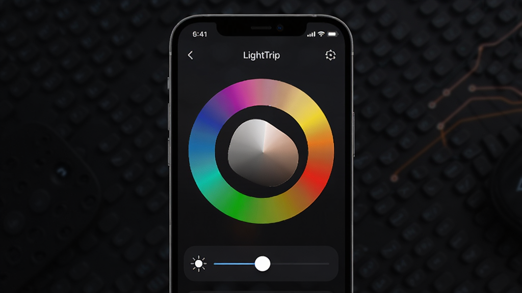 LightTripӦ��ɫ�ʵ��ڽ���չʾ���ֻ���Ļ�ϣ���������Ϊ�ֻ�����Ļ����ʾԲ��ɫ�̺����Ȼ��飬ɫ��ɫ�ʷḻ���䣬����Ϊ��ɫ������ͻ����Ļ���ݣ����Ϊ�Ƽ���UIչʾ��ϸ�ڰ���ɫ�̹�����Ȼ������λ�����������ʸ��壬�ɾ����޶���Ԫ��