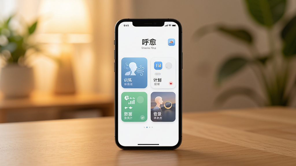 一部手机放置在木质桌面上,屏幕显示