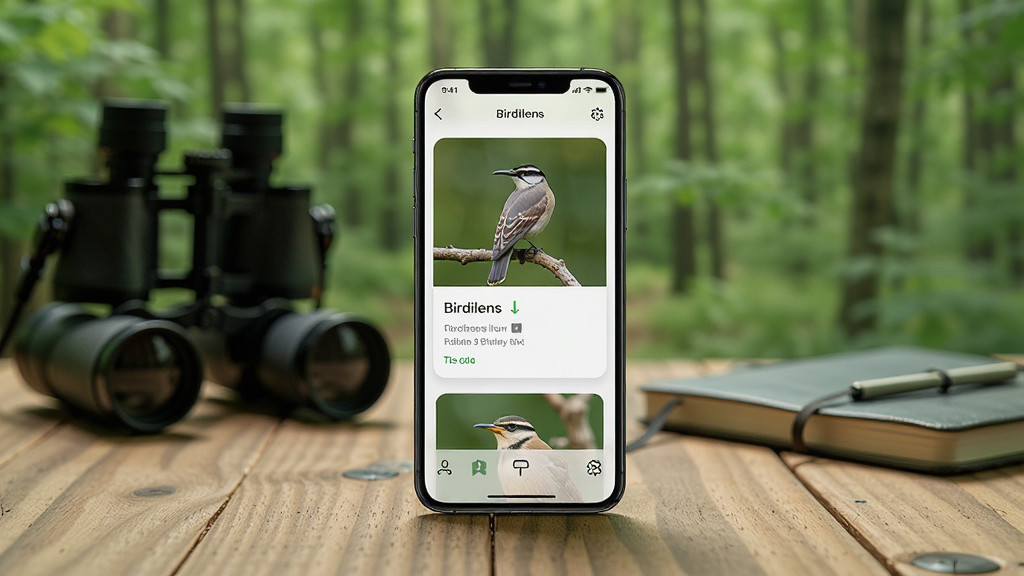����������һ�������ֻ�����Ļ��ʾBirdilensӦ�ý��棬��������������Ƭ��ʶ������Ƭ������Ϊ�ֻ����з�����ľ�����棬�������黯����ɫ��������Զ�����ʼǱ����Ű��࣬�ֻ���Ļ���������ɶ������Ϊдʵ��Ӱ�磬��Ȼ���ߣ�ϸ�ڰ����ֻ���Ե���⡢����ľ�ơ�������Ҷ��Σ����ʸ��壬�ɾ����޶���Ԫ��