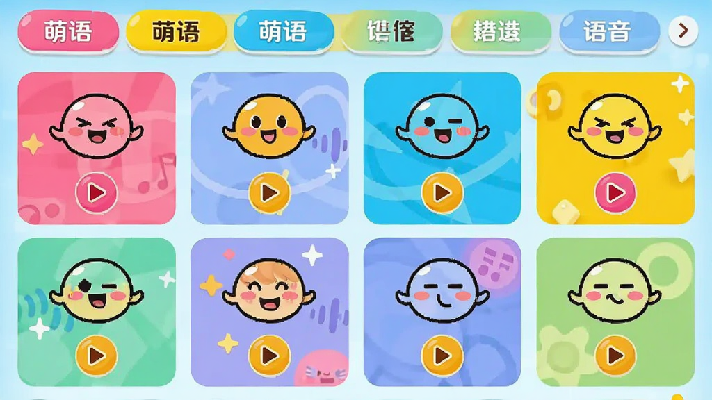 ����Ӧ�����������б����棬������������ʽ���ж����ɫ������Ƭ��ÿ�ſ�Ƭ���п�ͨ����Ͳ��Ű�ť�������з����ǩ����������������죬��ɫ�Էۡ��ơ���Ϊ�����������룬ϸ�����������ʸɾ�������Ԫ��