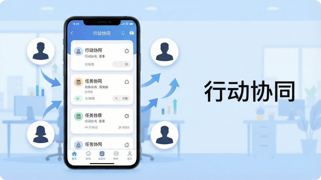 ��������һ��������׿�ֻ�����Ļ��չʾ�ж�ЭͬӦ�������棬�����������Ƭ�б���ײ����������ֻ����ܻ����Ŵ����Ŷ�Э���������Ӱͼ�������ݼ�ͷ������Ϊǳ��ɫ����칫���������岼�����ֻ�����ƫ���Ҳ����׷��ü�����֡��ж�Эͬ�����⣬���Ϊ�ִ���ƽ���Ƽ��廭��ϸ�ڰ���Բ�ǿ�Ƭ�������Ӱ��ϸ��ͼ�꣬���������ɾ����޶���Ԫ��