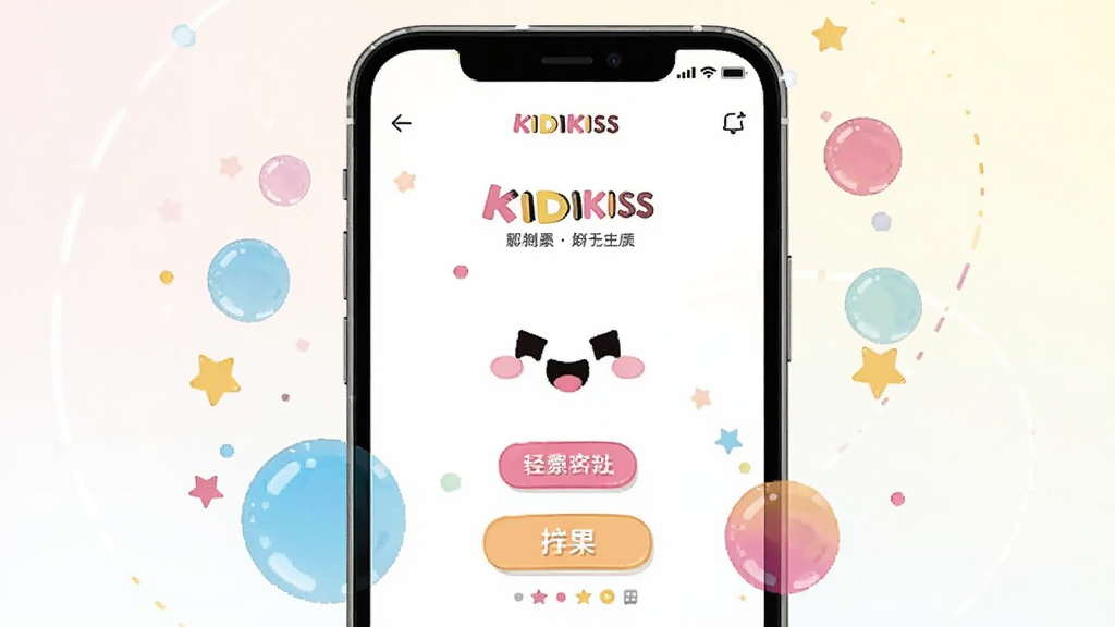 ��������Ϊһ�����������ֻ����ֻ���Ļ����ʾKIDIKISSӦ�������棬���������п�ͨЦ���뻥����ťԪ�أ��ֻ���Χ���Ʋ�ɫ����������װ�Σ����ֲ��þ��й�ͼ���ֻ�λ�ڻ������У�����Ϊǳɫ���䣻�Ű��࣬����Ԥ���������򣻷��Ϊ���»��õı�ƽ���廭�磻ϸ�����ֻ��߿�����΢�߹⣬��Ļ���������������ʸɾ��������޶���Ԫ��