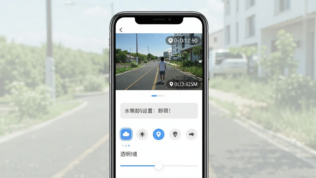 一张实况live相机免费水印功能展示图,主体为手机屏幕显示带有时间地点水印的实况照片,布局为手机居中特写,排版上方为照片预览下方为水印设置选项,风格为清新简约APP界面风,细节包括水印文字框、样式选择图标、透明度滑块,画质干净高清无多余元素