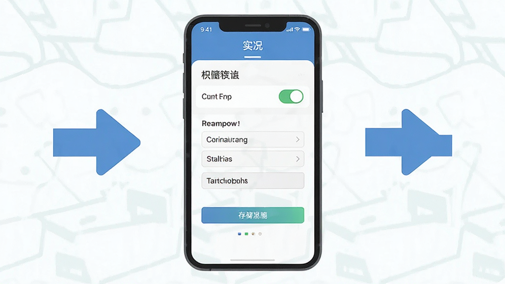 一张实况live相机免费使用教程示意图,主体为手机屏幕展示权限设置与存储路径选择界面,布局为手机居中两侧配有箭头指示图标,排版清晰直观,风格为扁平化教程插画风,细节包括权限开关、存储路径选项、提示文字框,画质干净明亮无多余元素