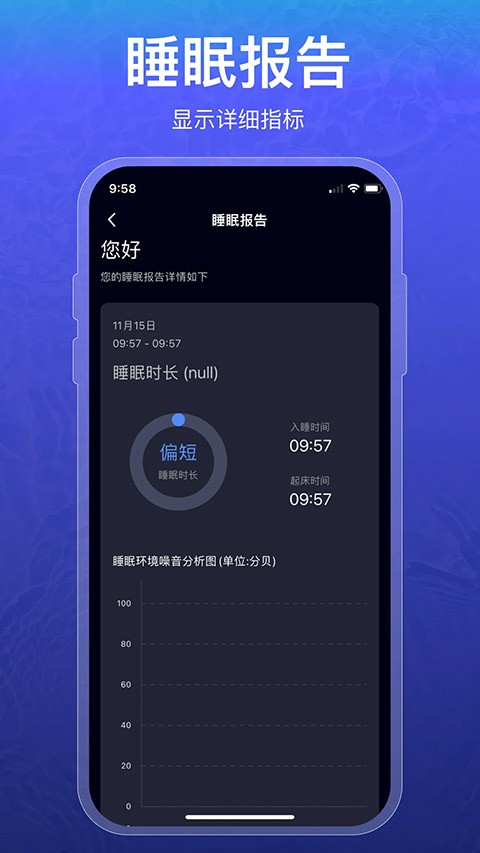 安睡老人睡眠管家 手机App查看老人睡眠报告界面截图