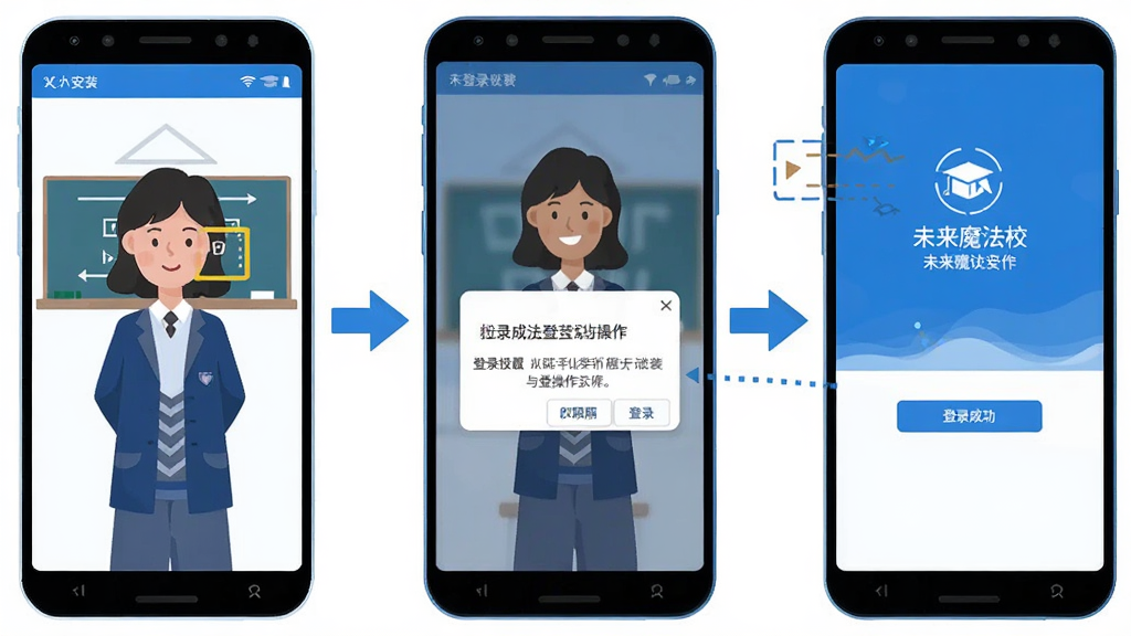 δ��ħ��У��ʦ�˰�׿�ֻ���װ���¼����ʾ��ͼ������չʾ�ֻ���Ļ�����ذ�װ����¼�ɹ��Ĳ������̣����Լ�ͷ������Ȩ�����õ���ʾ�⣬������ɫ����ƽ�廭��񣬲���������ϸ�ڸɾ������廭��