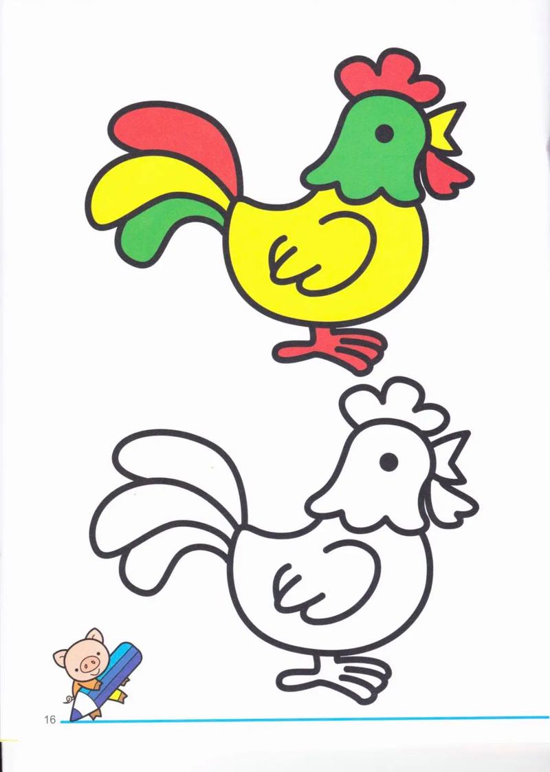 快乐萌宝涂色简笔画大全 宝宝涂色素材打印实拍
