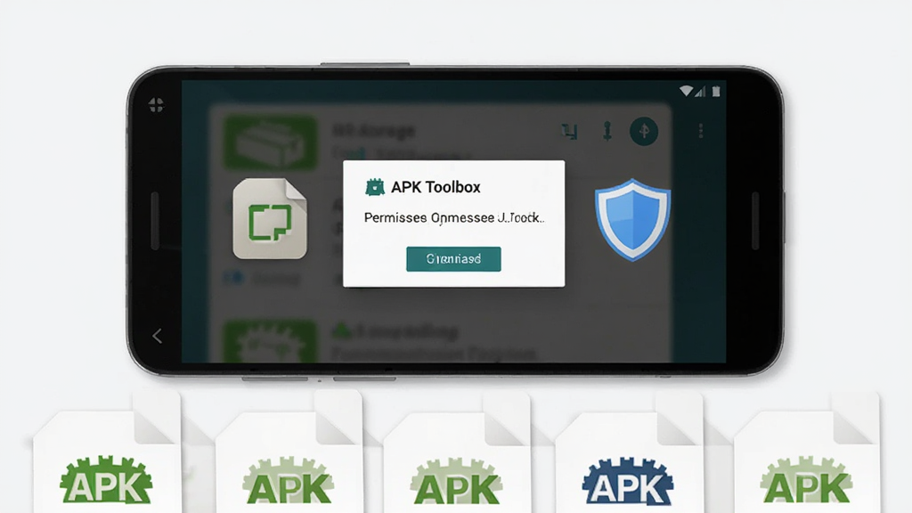 һ����׿�ֻ�����չʾ��APK Toolbox����Ȩ�����赯�����棬�������д洢ͼ�������ͼ�꣬����Ϊǳɫ��Լ����ֻ��·��ڷż���APK�ļ���Ƭ�����岼�־��ж��룬ϸ�ڸɾ������ʸ��壬�޶���Ԫ��