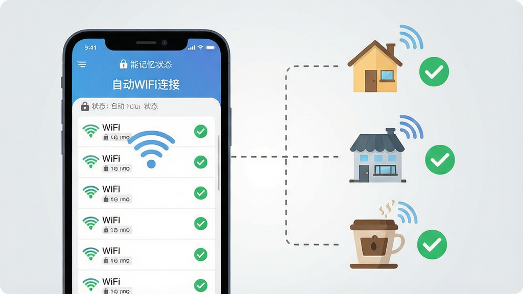 һ���������ܼ��书�ܵĲ廭�����������һ���ֻ����ֻ���Ļ��ʾ���Զ�WiFi���ӡ���������ɨ���ܱ����磬��Ļ���ж��WiFi�����б��͹�ѡ��ǣ��Ҳ�������������������ͼ��ֱ�����ҡ���˾�Ϳ��ȵ꣬ÿ���������������ӵ���ɫ�Թ������岼��Ϊ���ҽṹ�����Ϊ���±�ƽ���廭��ϸ�ڰ����źŲ��ơ�����ͼ���״̬���֣����ʸɾ�����������Ϊǳ��ɫ���䣬�޶���װ��Ԫ��