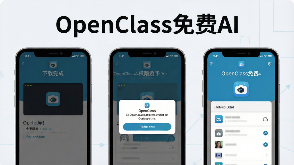 һ��չʾOpenClass���AI��װ��Ȩ�����ò����ʾ��ͼ�������Ϊ�������ŵ��ֻ���Ļ���ֱ����������ɡ�Ȩ�����赯����Ӧ�������棬������ע��OpenClass���AI��������Ϊǳ�Ұ�ɫ������ƽ���������ʸɾ����޶���Ԫ��