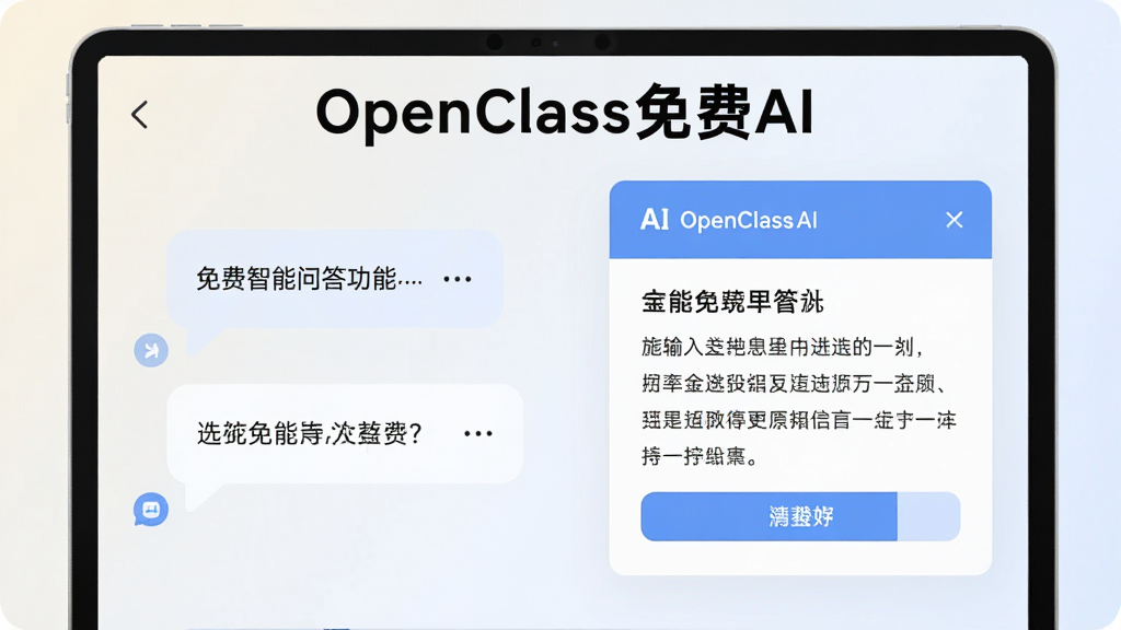 һ�ű���OpenClass���AI�����ʴ��ܵĳ���ͼ������������û���������ĶԻ����ݣ��Ҳ���AI���ص����������Ļش�Ƭ����Ļ�Ϸ���ע��OpenClass���AI��������Ϊ���ǳɫ����������죬ϸ�����������ʸɾ����޶���Ԫ��