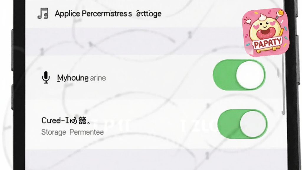 一张展示手机设置界面中应用权限管理页面的示意图,画面中突出麦克风与存储权限开关,旁边配有糖心派对图标,风格简洁直观,画质清晰,无多余元素