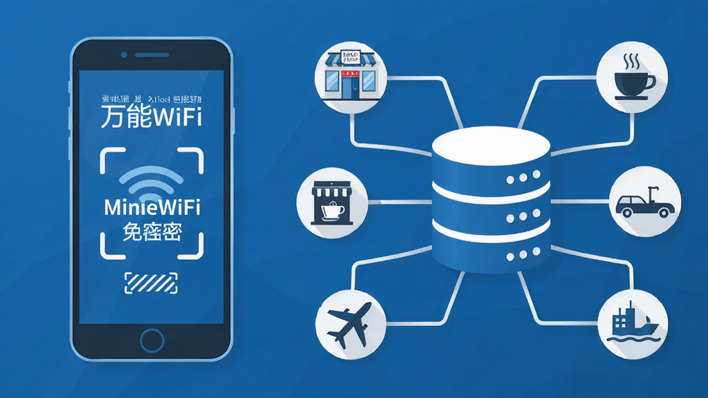 һ����Ϣͼ���Ĳ廭�����������һ̨�ֻ����ֻ���Ļ��ʾ����WIFI�������ܵ�ɨ����棬�Ҳ���һ���޴�����ݿ�ͼ�꣬���ݿ�������������������������̳����������������ȳ���ͼ�꣬���岼�����ҶԳƣ�����ƽ����ɫ������ɫ�Ͱ�ɫΪ����ϸ�����������ʸɾ����޶���Ԫ��