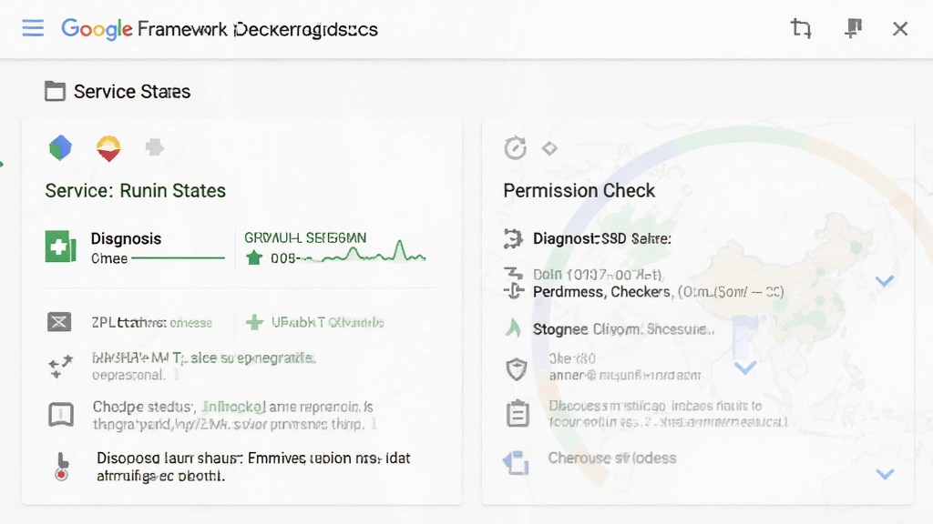 Google Framework Checker���ҳ�棬��ʾ��������״̬��Ȩ�޼��������������Ǳ���ʽ���֣����Ϊ��ƽ����ƣ�ϸ�ڰ���״̬ͼ�����Ͻ������֣����ʸ��壬�ɾ����޶���Ԫ��