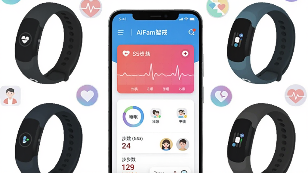 ����Ϊһ����׿�ֻ�����Ļ��ʾ��AiFam�ǽ䡱Ӧ����ҳ�������ݿ�Ƭ������Ϊ�ֻ����С����ܻ������ܽ�ָ�뽡��ͼ�꣬�Ű����������ף����Ϊ��ˬ�Ƽ��б�ƽ�廭��ϸ�ڰ����������ߡ�˯��Բ���������������ͥ��Աͷ��Сͼ�꣬���ʸ���ɾ��޶���Ԫ��