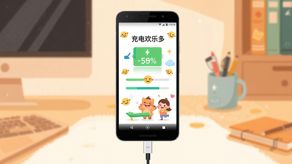һ��չʾ�����ֻ���糡����ͼƬ������������һ����׿�ֻ����ӳ���ߣ���Ļ������ʾ����绶�ֶࡱӦ�ý��棬�������е����ٷֱȺ�Ȥζ����Ԫ�أ�����Ϊ��ܰ�ľӼ����滷�������ּ�����ˣ����Ϊ�ִ���ƽ���廭�磬ϸ�ڰ������ͼ�ꡢ��������СЦ��װ�Σ����������ɾ����޶���Ԫ��