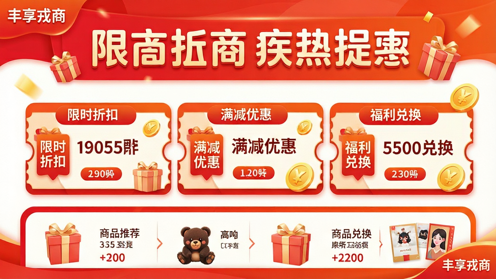 ����Ϊһ�ŵ��̴��������ʽ���棬����Ϊ�Ϸ�����������в������Ż�ȯ��Ƭ���š��·���Ʒ�Ƽ��������Ű��η��������Ϊ������õĴ����Ӿ������ɫ�Ժ�Ƚ������ɫΪ����ϸ�ڰ�������ʱ�ۿۡ��������Żݡ��������һ��������ֱ�ǩ����С����ͼ�꣬��������ע���������̡������ʸ��壬����ɾ����޶���Ԫ��