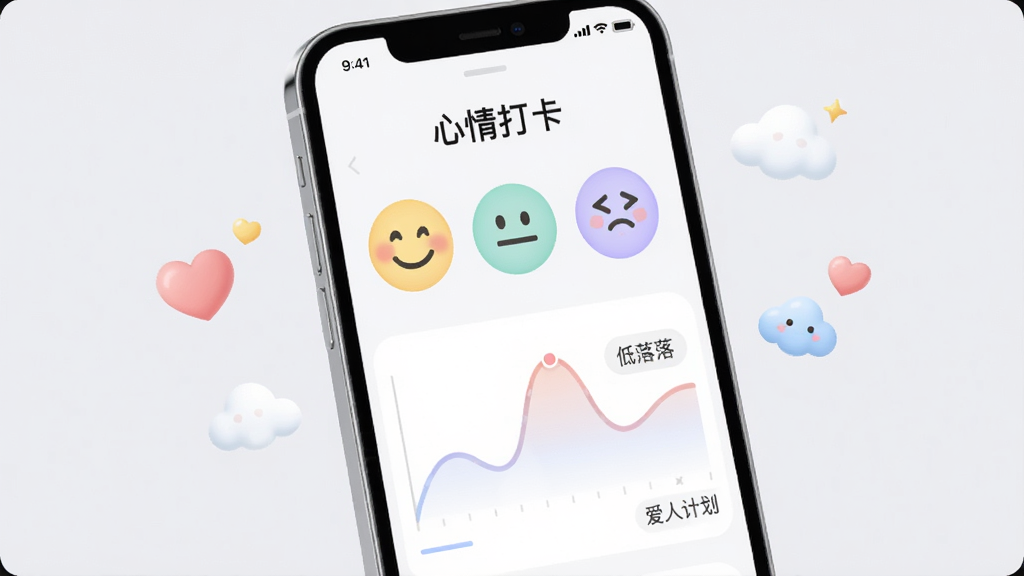 һ���ֻ���Ļ��ʾ����򿨽��棬��������Ц����ƽ�����������ֱ��鰴ť���·���һ����͵������������ߣ������Ա�ע�����˼ƻ���С�֣��ֻ���ΧƯ���Ű������ƶ�ͼ�꣬����Ϊ����ǳɫ��񣬲������½ṹ������ϸ�ڸɾ������ʸ��壬����Ϊ����ǳ��