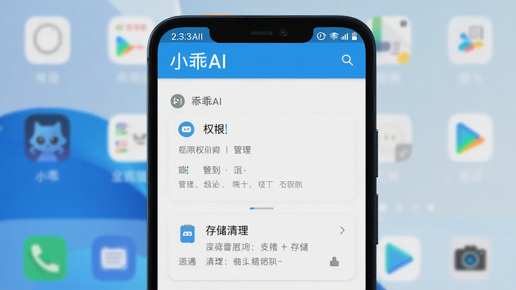 һ����׿�ֻ���Ļ��ʾС��AI������ҳ�棬����Ȩ�޹�����洢����ѡ���Ļ�Ϸ��С�С��AI����ʶ������Ϊ�������滷�������־��У����Ϊ��ˬ��ƽ����ƣ�ϸ�����������ʸɾ����޶���Ԫ��