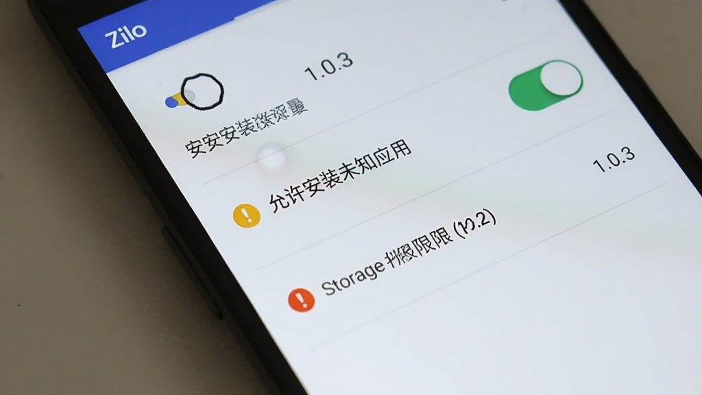一部安卓手机屏幕显示Zilo安装权限设置界面,界面中有