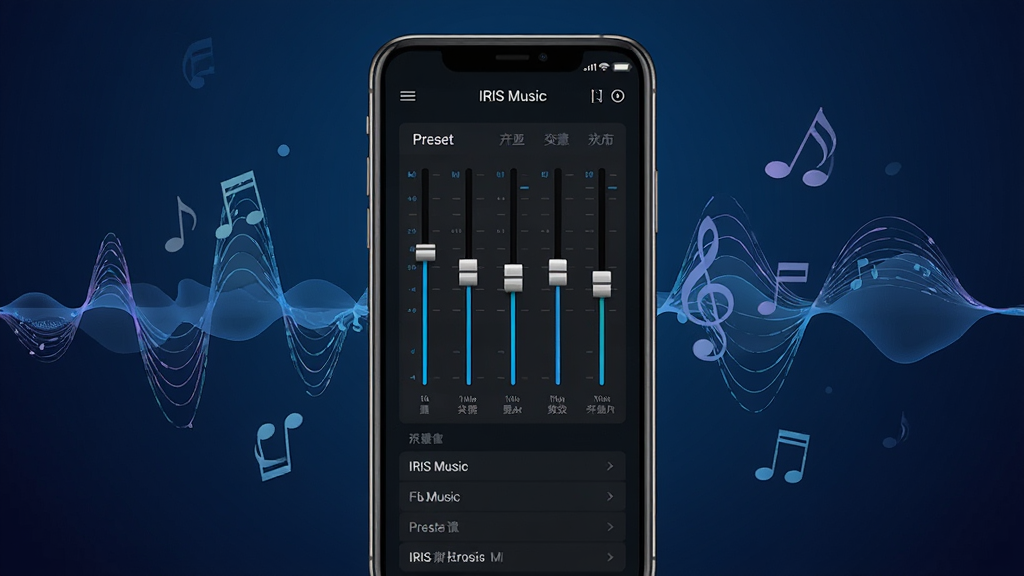 һ��չʾIRIS Music���������ڽ����ʾ��ͼ���������ֻ���Ļ��ʾ���Ƶ�λ�������ЧԤ���б�����Χ�����ų������������������Ԫ�أ�����Ϊ����ɫ���䣬�����רҵ��ϸ������չʾ����̶���Ԥ�����ƣ����ʸ��壬�ɾ����޶���Ԫ��