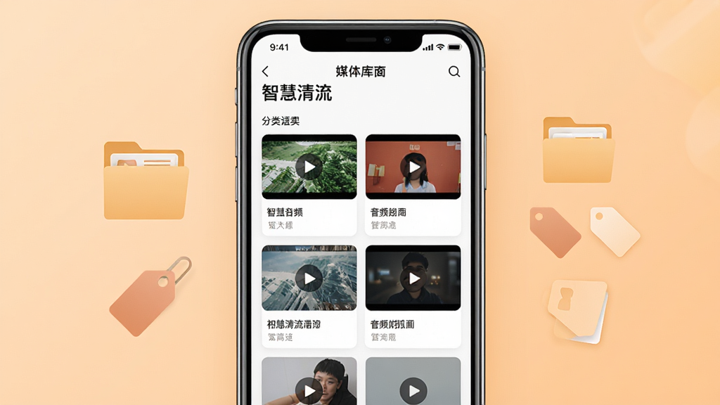 ���������ǡ��ǻ�������ý�����棬�ֻ���Ļ����ʾ�����������Ƶ����Ƶ�ļ���Ƭ���Ա����ļ������ǩͼ�꣬����Ϊǳ��ɫ���䣬���־��жԳƣ������ˬ�ִ���ϸ�ڸɾ��������������޶���װ��