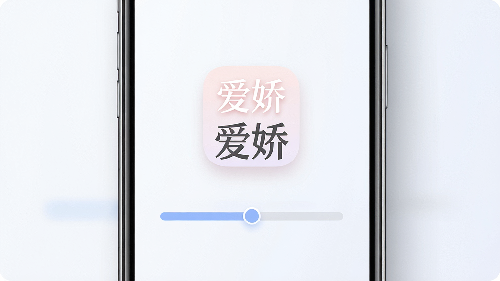 一张展示手机屏幕上“爱娇”应用启动界面的图片,主体为居中的启动画面与进度条,布局简洁,排版以上下结构为主,风格清爽现代,细节包括浅色背景、圆角图标、细腻的阴影过渡,画质高清,干净,无多余元素
