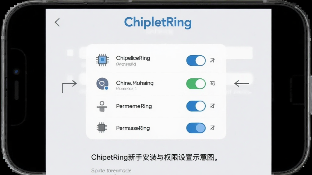 ChipletRing���ְ�װ��Ȩ������ʾ��ͼ������Ϊ�ֻ���ĻչʾȨ����Ȩ��������������ҳ�������Ϸ�Ϊ�������ơ�ChipletRing�����в�ΪȨ�޿����б����·�Ϊ������ʾ���֣����Ϊ�������ҳ��ƴ���ǳ������ɫ����ϸ�ڰ���Ȩ��ͼ�ꡢ����״̬���ͷָ������������������ɾ����޶���Ԫ��