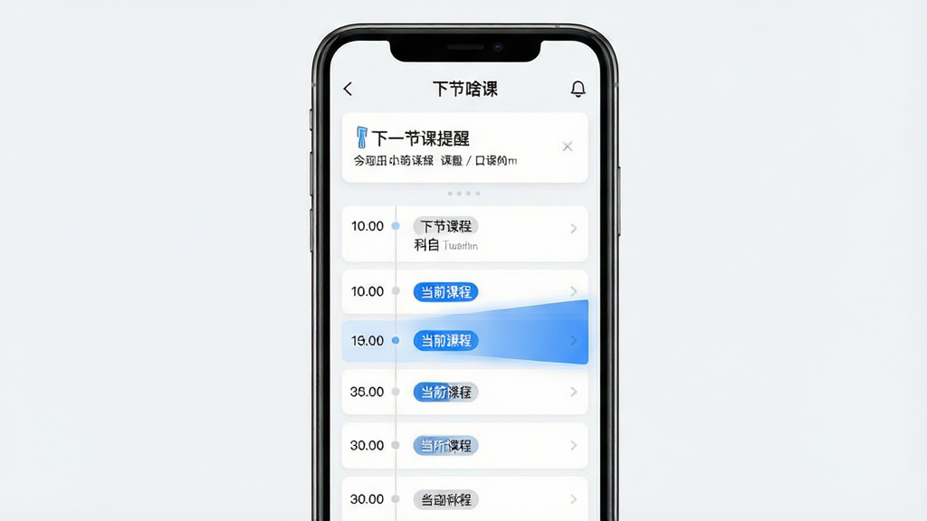 һ��γ̱�Ӧ����ҳ����չʾ������Ϊ�ֻ���Ļ���У���Ļ����ʾ���տγ�ʱ�����б��������С��½�ɶ�Ρ�����������һ�ڿ����ѿ�Ƭ������Ϊ�����½ṹ���Ű�γ���Ŀ����Ⱦ��������ʱ���Ҳ��Ŀ�����Ϊ��Լ��Ƭʽ��ƣ�ϸ�ڰ�����ɫ������ǰ�γ̱�ǩ��ǳɫ�������������������ɾ��޶���װ��