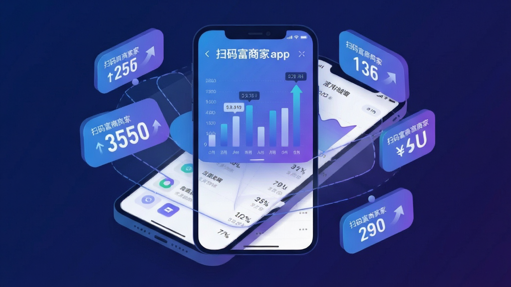 ����Ϊ��ɨ�븻�̼�app��������ͳ��ҳ���������ֻ���Ļ�Ϸ�����Ļ��չʾ��״ͼ����ˮ�б������ֲ����ֻ����С�����ͼ�����ⷢɢ�������Σ��Ű���ͼ��ռ���Ӿ����ģ����ֱ�ǩ�������ܣ����Ϊ�Ƽ��б�ƽ�廭�����Ͻ�����ɫ��ϸ�ڰ������ֱ�ǩ�����Ƽ�ͷ��Բ�ǿ�Ƭ�����ʸ��塢����ɾ����޶���Ԫ��
