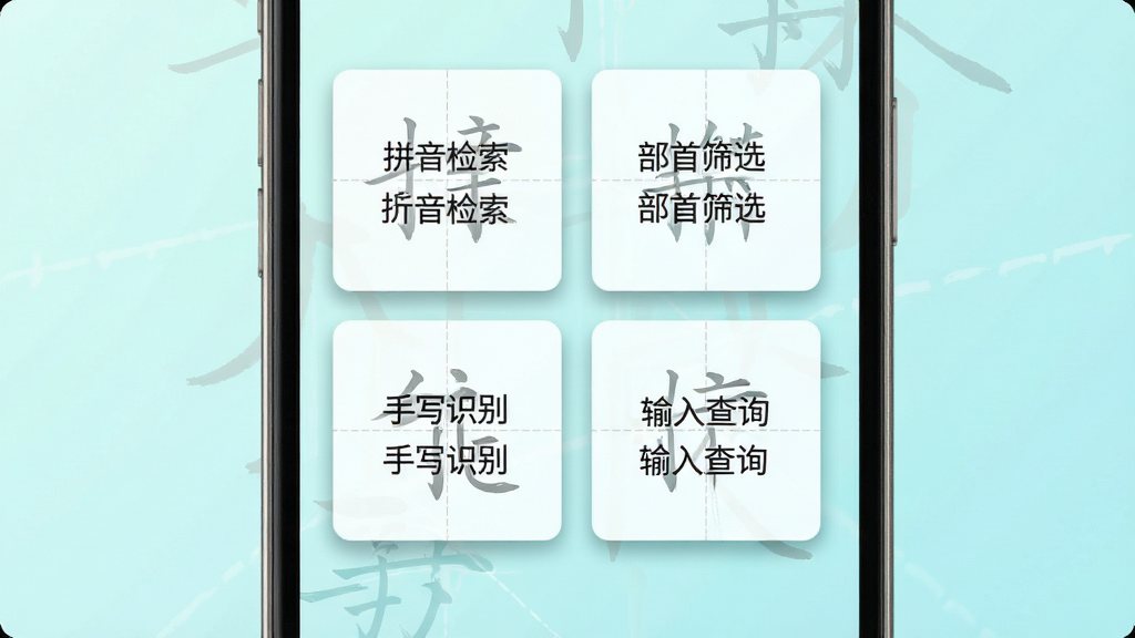 ��������Ϊ�����ֵ�Ӧ���ڼ��ֹ���չʾ���Ŀ鹦�ܿ�Ƭ�����ָ���ʽ�Ų����ֻ���Ļ�У��ֱ��עƴ������������ɸѡ����дʶ���������ѯ����������Ϊ����ɫ���䣬��Ƭ��Ե�������Ӱ�����幤���������������Լ�ִ���ϸ�ڴ����뺺�ֱʻ�������׺�����ʸɾ���������Ԫ��