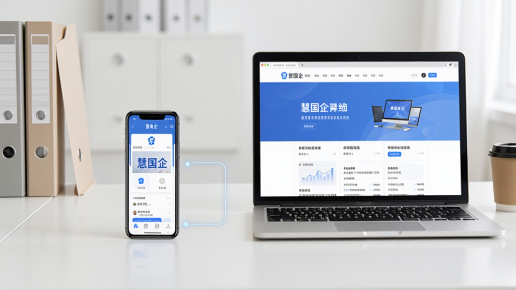 ����������һ���ֻ���һ̨�ʼǱ����Բ��ŷ��ڰ칫���ϣ��ֻ���Ļ��ʾ���۹���Ӧ�ý��棬������Ļ��ʾ��Ӧ����ҳ��ҳ�棬����֮����һ������������Ԫ�غ�Ӧ������Ϊ����ǳɫ�칫���������ļ��кͿ��ȱ���׺����������ˬ���ţ�����ƽ�⣬���ʸ��壬�ɾ��޶���Ԫ��