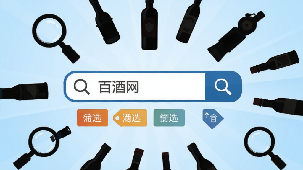 ��������Ϊ�Ŵ����������ɸѡ��ǩ����Χ���ƾ�ƿ��Ӱ��Ŵ�ͼ�꣬����Ϊǳ��ɫ���䣬������������Ϊ�Ӿ�����������ɢ�����Ϊ��Լʸ���廭��ϸ�ڸɾ����������������������ֱ�ע���پ�����