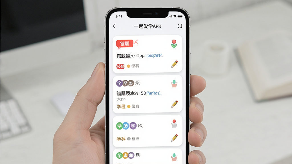 һ��ѧAPP���Ȿ���ܽ��棬����Ϊ�ֻ���Ļչʾ���⿨Ƭ�б�������Ϊ�����б��Ű棬��������죬ϸ�ڰ�����ɫ��ǵĴ����ǩ��ѧ�Ʒ���ͼ�꣬���������ɾ����޶���Ԫ��